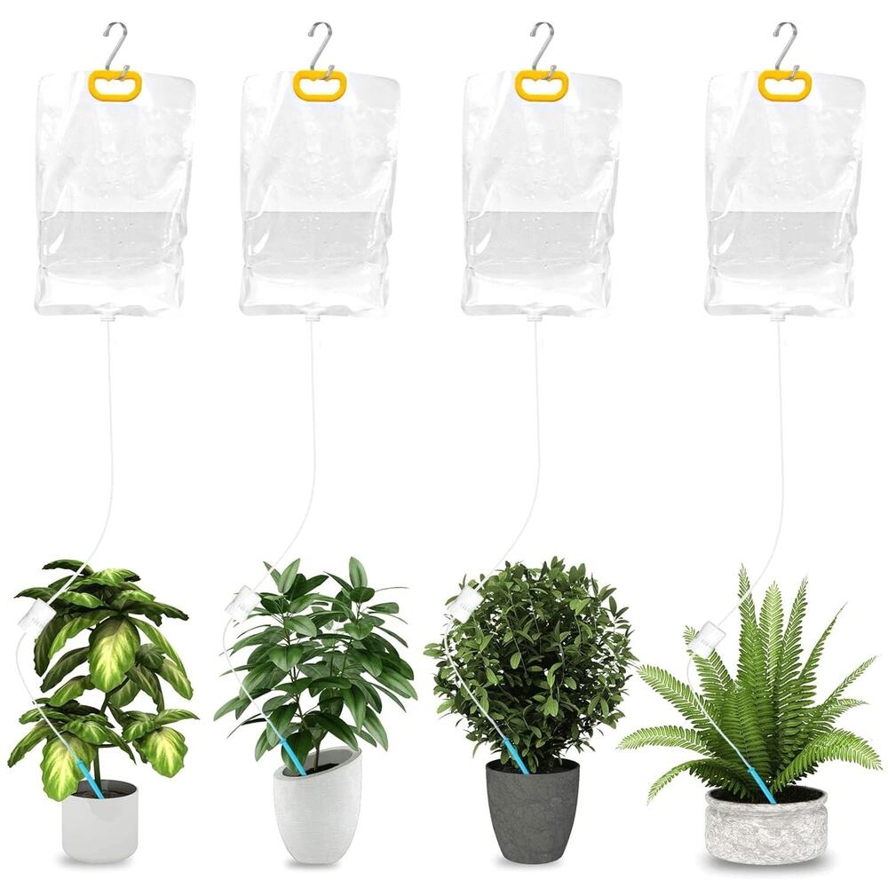 4 Pack Self Watering IV Bag Plant Drip Irrigation System Vacation Waterer Kit